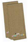 English Mastiff Easter Tan Embroidered Towel Set of 2 Decorative Bathroom Guest Hand Towel for Hand, Face, Tea, Dishcloth, 19 X 25, Tan
