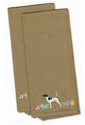 English Pointer Easter Tan Embroidered Towel Set of 2 Decorative Bathroom Guest Hand Towel for Hand, Face, Tea, Dishcloth, 19 X 25, Tan