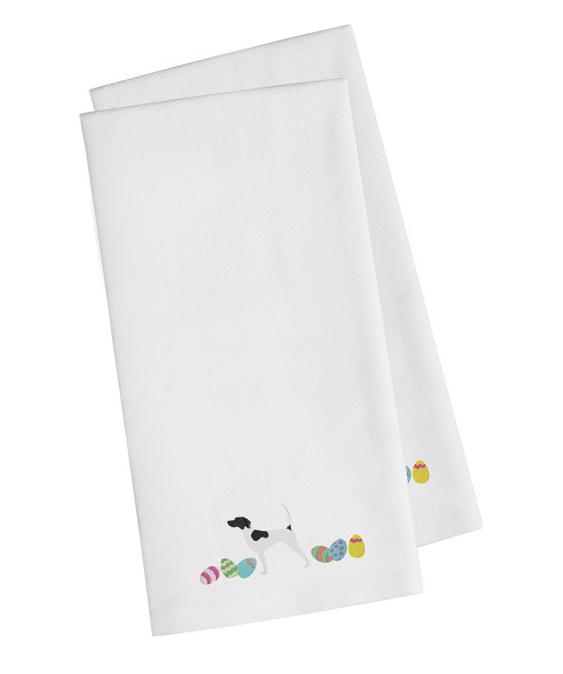 English Pointer Easter White Embroidered Towel Set of 2 Decorative Bathroom Guest Hand Towel for Hand, Face, Tea, Dishcloth, 19 X 25, White