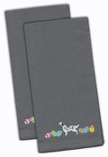 English Setter Easter Gray Embroidered Towel Set of 2