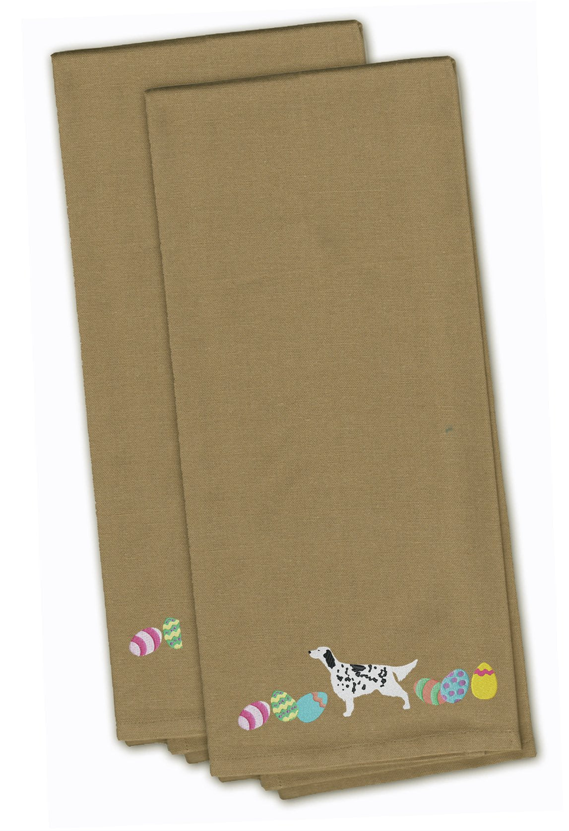 English Setter Easter Tan Embroidered Towel Set of 2 Decorative Bathroom Guest Hand Towel for Hand, Face, Tea, Dishcloth, 19 X 25, Tan