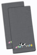 French Bulldog Easter Gray Embroidered Towel Set of 2