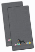 German Pinscher Easter Gray Embroidered Towel Set of 2