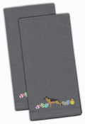 German Shepherd Easter Gray Embroidered Towel Set of 2