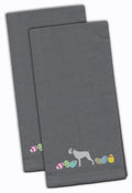 German Wirehaired Pointer Easter Gray Embroidered Towel Set of 2