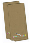 German Wirehaired Pointer Easter Tan Embroidered Towel Set of 2 Decorative Bathroom Guest Hand Towel for Hand, Face, Tea, Dishcloth, 19 X 25, Tan