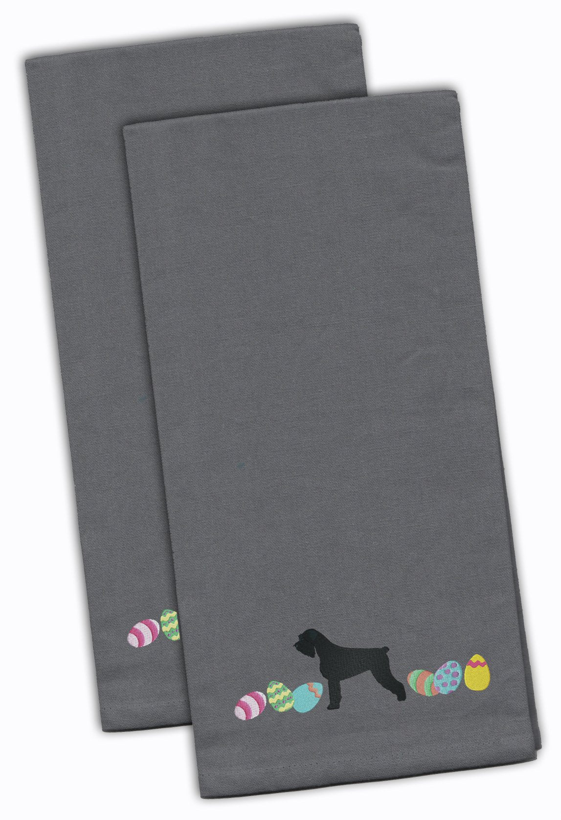 Giant Schnauzer Easter Gray Embroidered Towel Set of 2