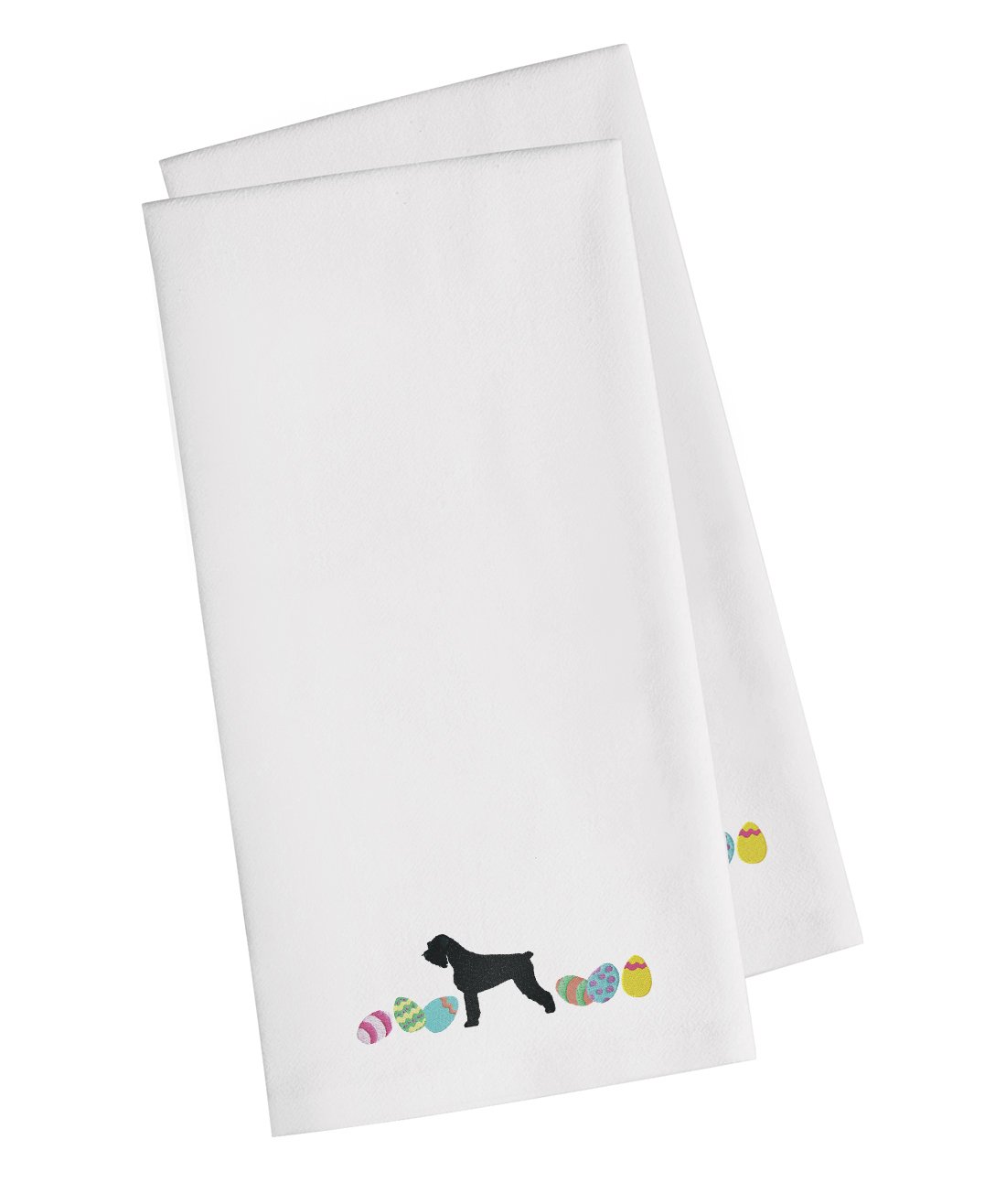 Giant Schnauzer Easter White Embroidered Towel Set of 2 Decorative Bathroom Guest Hand Towel for Hand, Face, Tea, Dishcloth, 19 X 25, White
