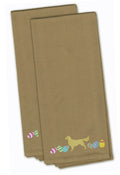 Golden Retriever Easter Tan Embroidered Towel Set of 2 Decorative Bathroom Guest Hand Towel for Hand, Face, Tea, Dishcloth, 19 X 25, Tan