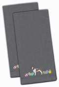 Grand Basset Griffon Easter Gray Embroidered Towel Set of 2