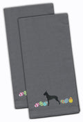 Great Dane Easter Gray Embroidered Towel Set of 2