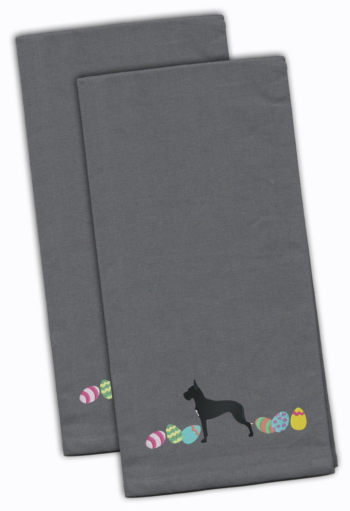 Great Dane Easter Gray Embroidered Towel Set of 2
