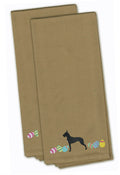 Great Dane Easter Tan Embroidered Towel Set of 2 Decorative Bathroom Guest Hand Towel for Hand, Face, Tea, Dishcloth, 19 X 25, Tan