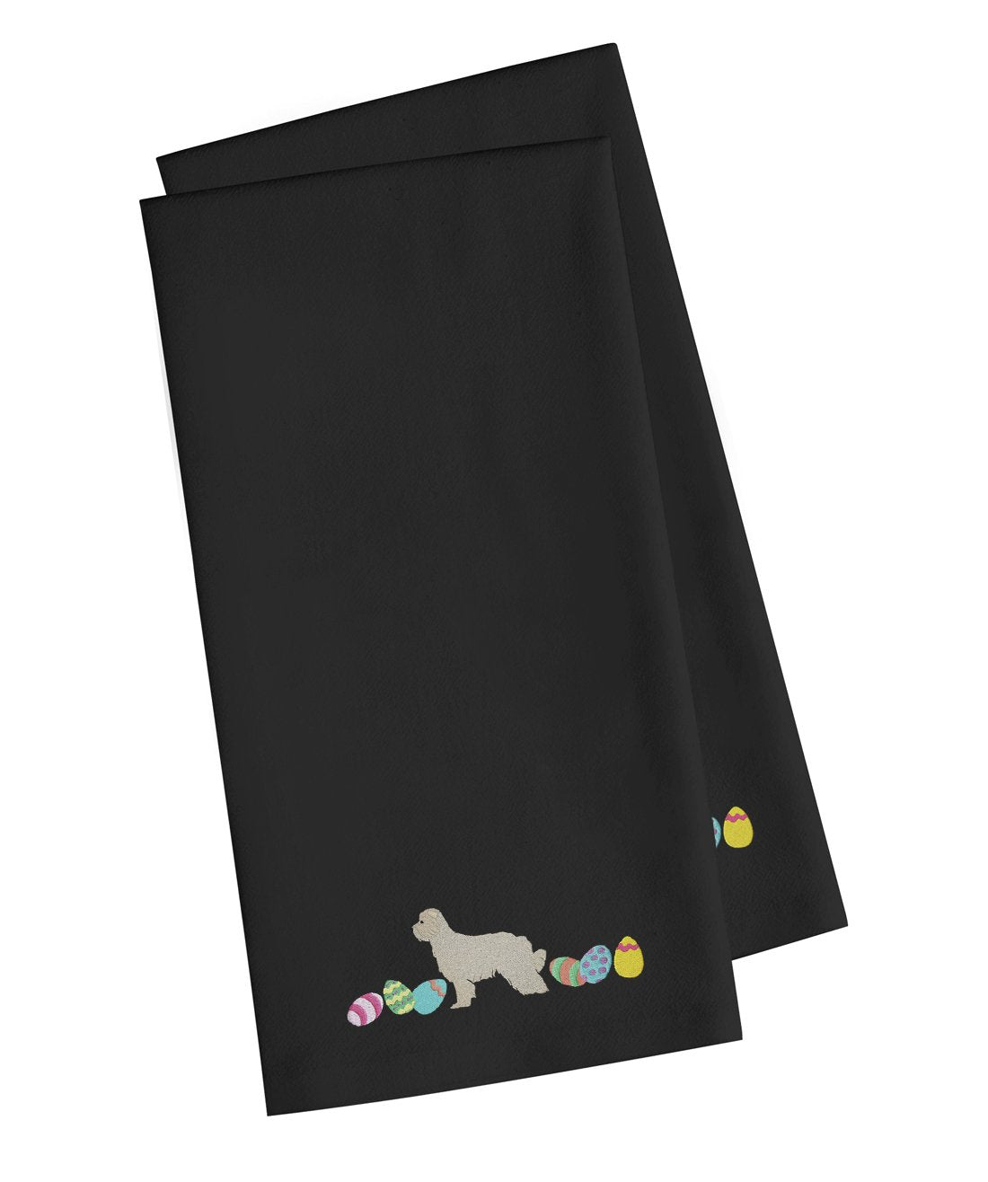 Great Pyrenees Easter Black Embroidered Towel Set of 2 Decorative Bathroom Guest Hand Towel for Hand, Face, Tea, Dishcloth, 19 X 25, Black