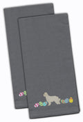 Great Pyrenees Easter Gray Embroidered Towel Set of 2