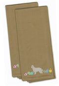 Great Pyrenees Easter Tan Embroidered Towel Set of 2 Decorative Bathroom Guest Hand Towel for Hand, Face, Tea, Dishcloth, 19 X 25, Tan