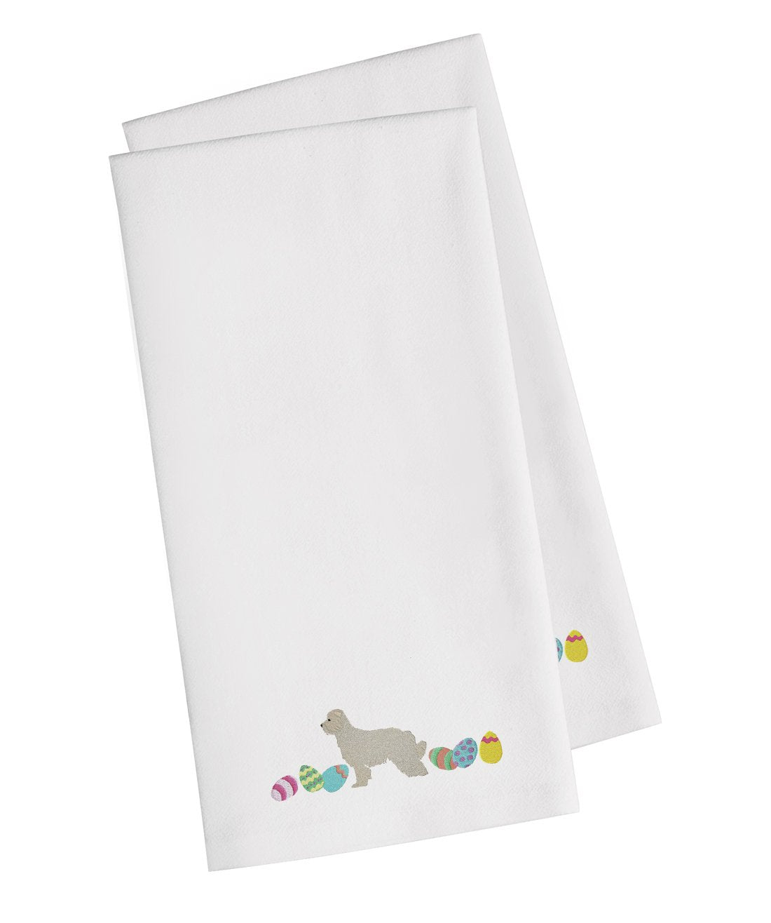 Great Pyrenees Easter White Embroidered Towel Set of 2 Decorative Bathroom Guest Hand Towel for Hand, Face, Tea, Dishcloth, 19 X 25, White