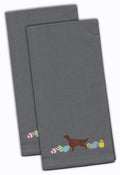 Irish Setter Easter Gray Embroidered Towel Set of 2