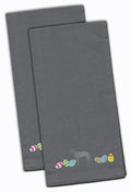 Irish Wolfhound Easter Gray Embroidered Towel Set of 2
