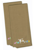 Jack Russell Terrier Easter Tan Embroidered Towel Set of 2 Decorative Bathroom Guest Hand Towel for Hand, Face, Tea, Dishcloth, 19 X 25, Tan