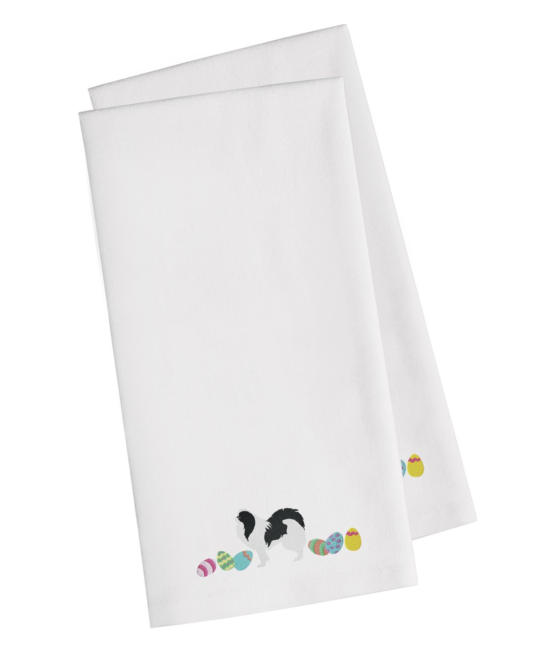 Japanese Chin Easter White Embroidered Towel Set of 2 Decorative Bathroom Guest Hand Towel for Hand, Face, Tea, Dishcloth, 19 X 25, White