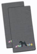 Kerry Blue Terrier Easter Gray Embroidered Towel Set of 2