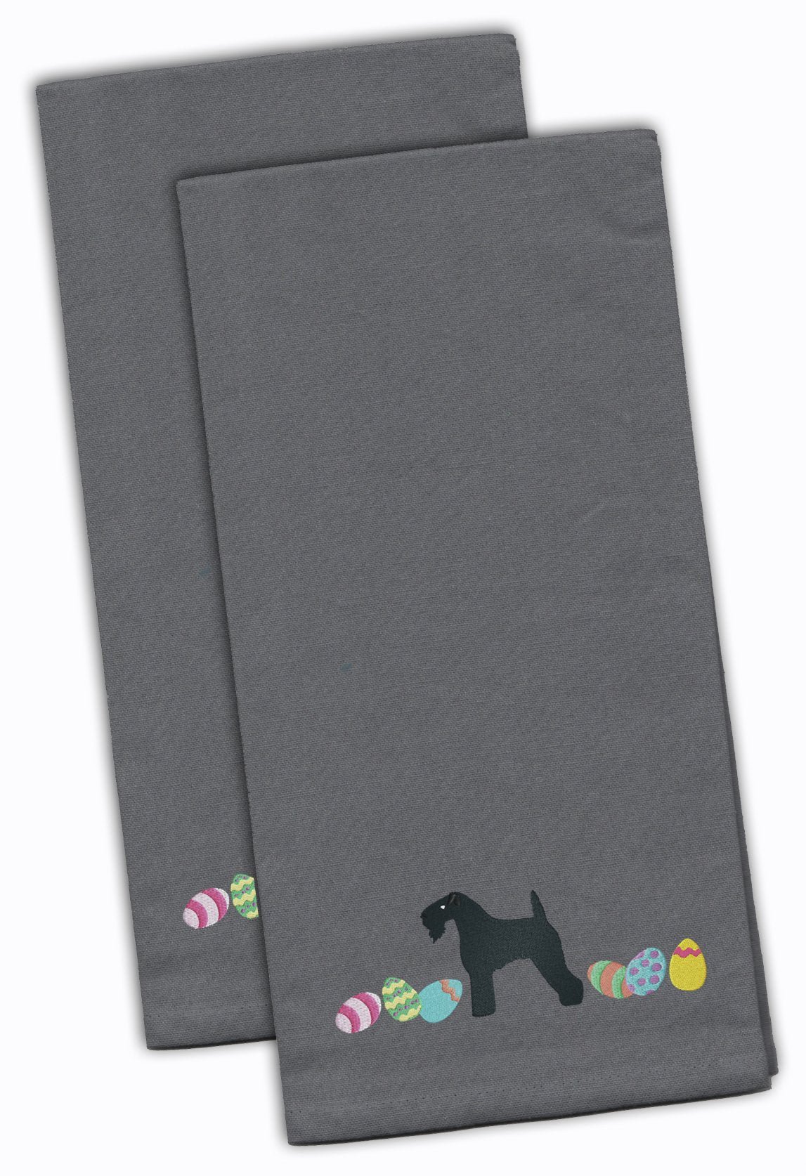 Kerry Blue Terrier Easter Gray Embroidered Towel Set of 2