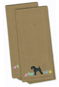 Kerry Blue Terrier Easter Tan Embroidered Towel Set of 2 Decorative Bathroom Guest Hand Towel for Hand, Face, Tea, Dishcloth, 19 X 25, Tan