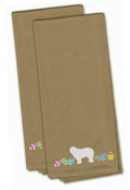 Komondor Easter Tan Embroidered Towel Set of 2 Decorative Bathroom Guest Hand Towel for Hand, Face, Tea, Dishcloth, 19 X 25, Tan