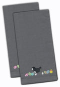 Lowchen Easter Gray Embroidered Towel Set of 2