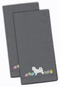 Maltese Easter Gray Embroidered Towel Set of 2