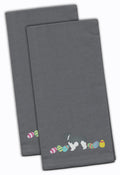 Polish Lowland Sheepdog Easter Gray Embroidered Towel Set of 2