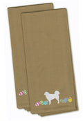 Polish Tatra Sheepdog Easter Tan Embroidered Towel Set of 2 Decorative Bathroom Guest Hand Towel for Hand, Face, Tea, Dishcloth, 19 X 25, Tan