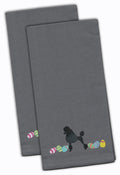 Poodle Easter Gray Embroidered Towel Set of 2