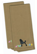 Poodle Easter Tan Embroidered Towel Set of 2 Decorative Bathroom Guest Hand Towel for Hand, Face, Tea, Dishcloth, 19 X 25, Tan