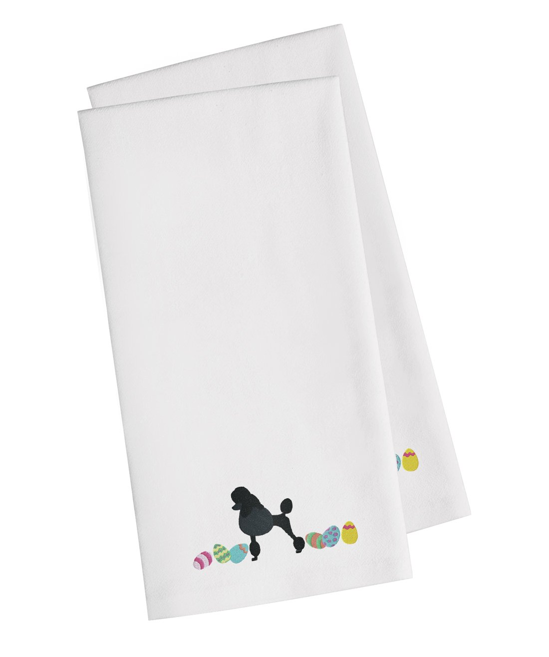 Poodle Easter White Embroidered Towel Set of 2 Decorative Bathroom Guest Hand Towel for Hand, Face, Tea, Dishcloth, 19 X 25, White