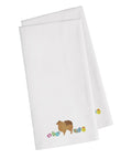 Pomeranian Easter White Embroidered Towel Set of 2 Decorative Bathroom Guest Hand Towel for Hand, Face, Tea, Dishcloth, 19 X 25, White