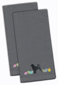 Portuguese Water Dog Easter Gray Embroidered Towel Set of 2