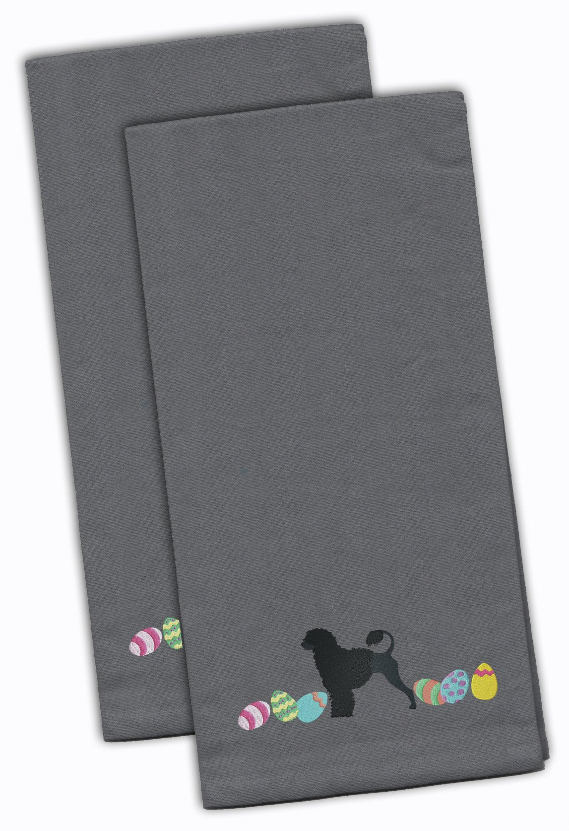 Portuguese Water Dog Easter Gray Embroidered Towel Set of 2