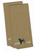 Portuguese Water Dog Easter Tan Embroidered Towel Set of 2 Decorative Bathroom Guest Hand Towel for Hand, Face, Tea, Dishcloth, 19 X 25, Tan