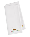 Estrela Mountain Dog Easter White Embroidered Towel Set of 2 Decorative Bathroom Guest Hand Towel for Hand, Face, Tea, Dishcloth, 19 X 25, White
