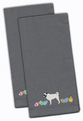 Pug Easter Gray Embroidered Towel Set of 2