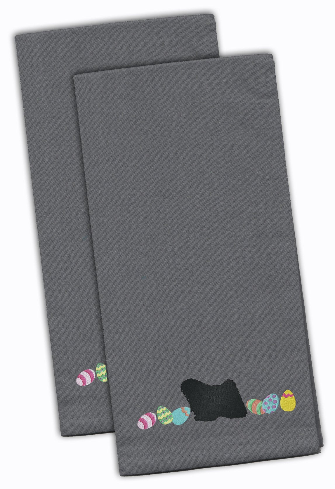 Puli Easter Gray Embroidered Towel Set of 2