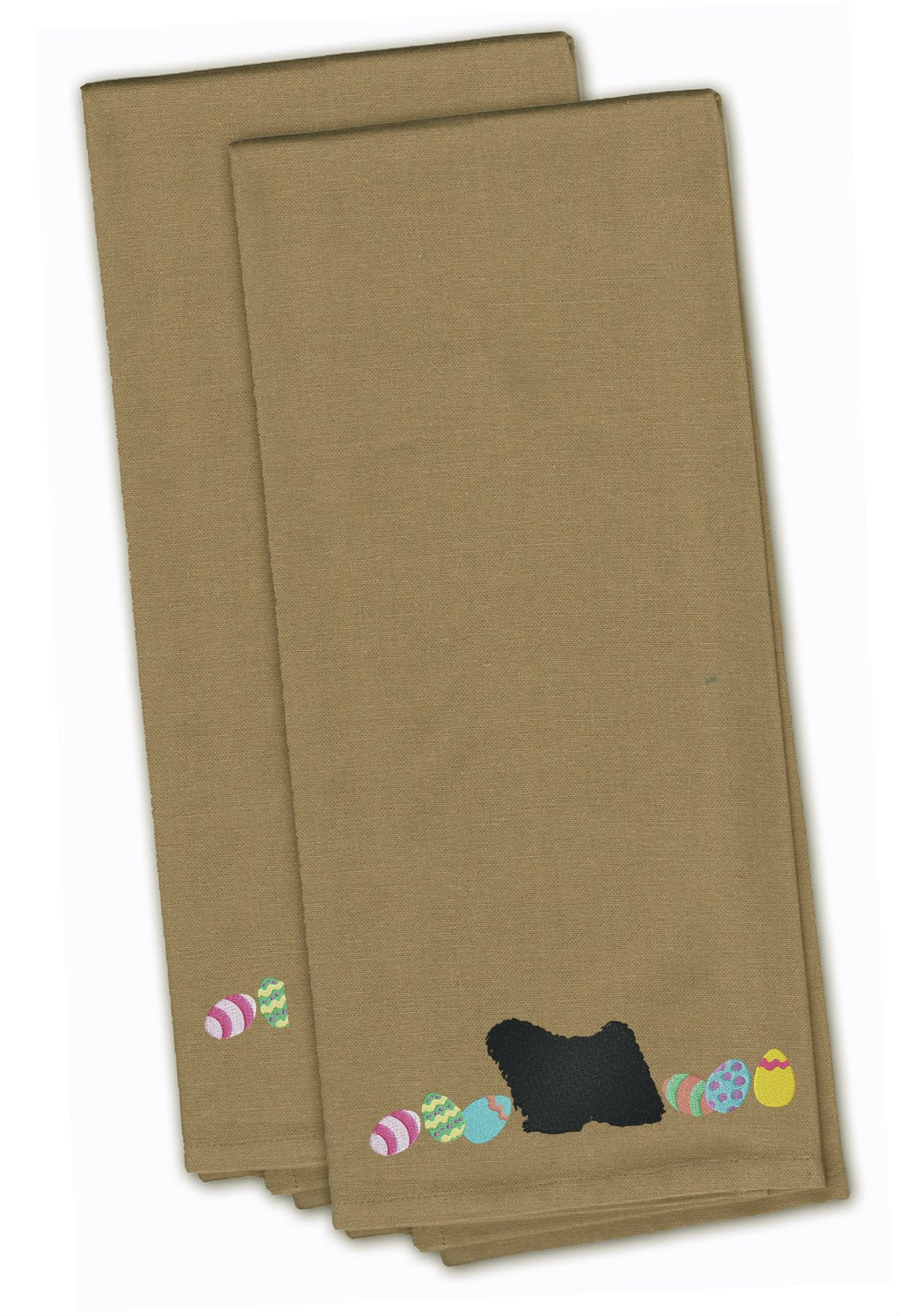 Puli Easter Tan Embroidered Towel Set of 2 Decorative Bathroom Guest Hand Towel for Hand, Face, Tea, Dishcloth, 19 X 25, Tan