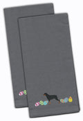 Rottweiler Easter Gray Embroidered Towel Set of 2