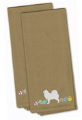 Samoyed Easter Tan Embroidered Towel Set of 2 Decorative Bathroom Guest Hand Towel for Hand, Face, Tea, Dishcloth, 19 X 25, Tan