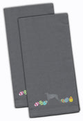 Scottish Deerhound Easter Gray Embroidered Towel Set of 2