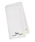 Scottish Deerhound Easter White Embroidered Towel Set of 2 Decorative Bathroom Guest Hand Towel for Hand, Face, Tea, Dishcloth, 19 X 25, White