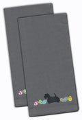 Scottish Terrier Easter Gray Embroidered Towel Set of 2