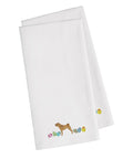 Shar Pei Easter White Embroidered Towel Set of 2 Decorative Bathroom Guest Hand Towel for Hand, Face, Tea, Dishcloth, 19 X 25, White